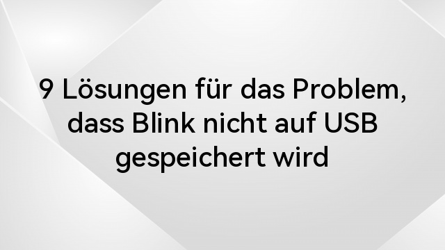 9 Lösungen für das Problem, dass Blink nicht auf USB gespeichert wird