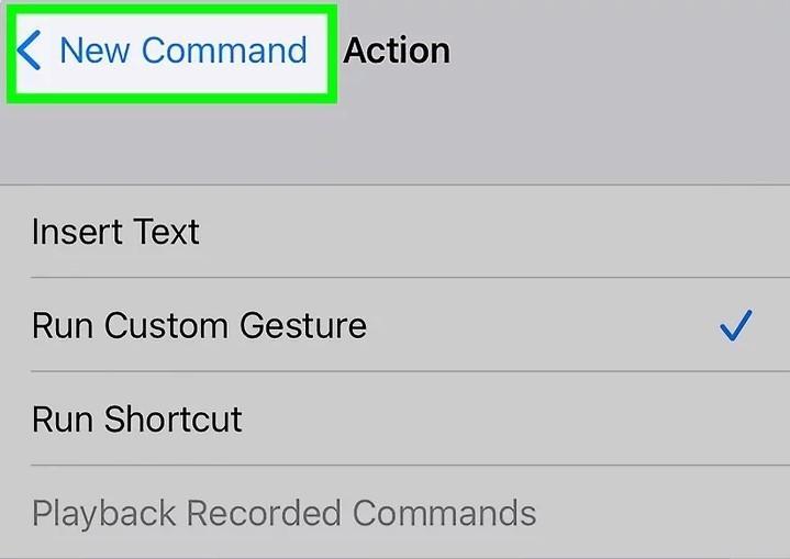 tap on new command