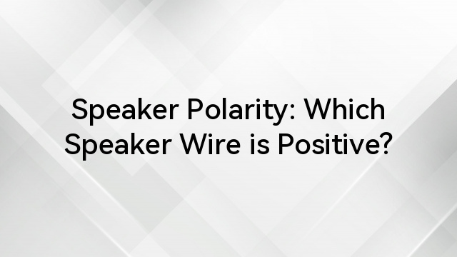 Speaker Polarity: Which Speaker Wire is Positive?